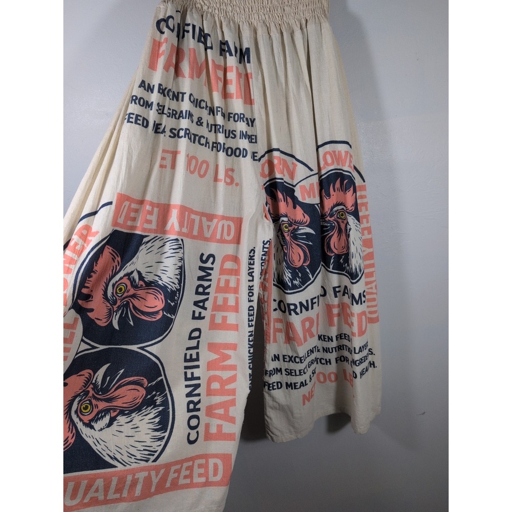 Flour Sack Cotton Wide Leg Rooster Pants Garden Hippie Cottage Core Boho OSFA - Picture 2 of 6